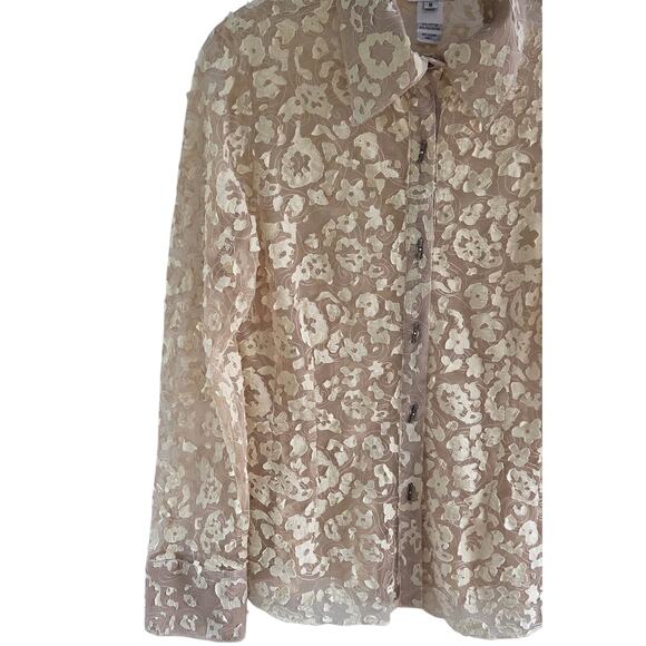 Vintage Lace Mesh Blouse Toggle Buttons sz M ALT to rag & bone Yvette Blouse M - Picture 4 of 7